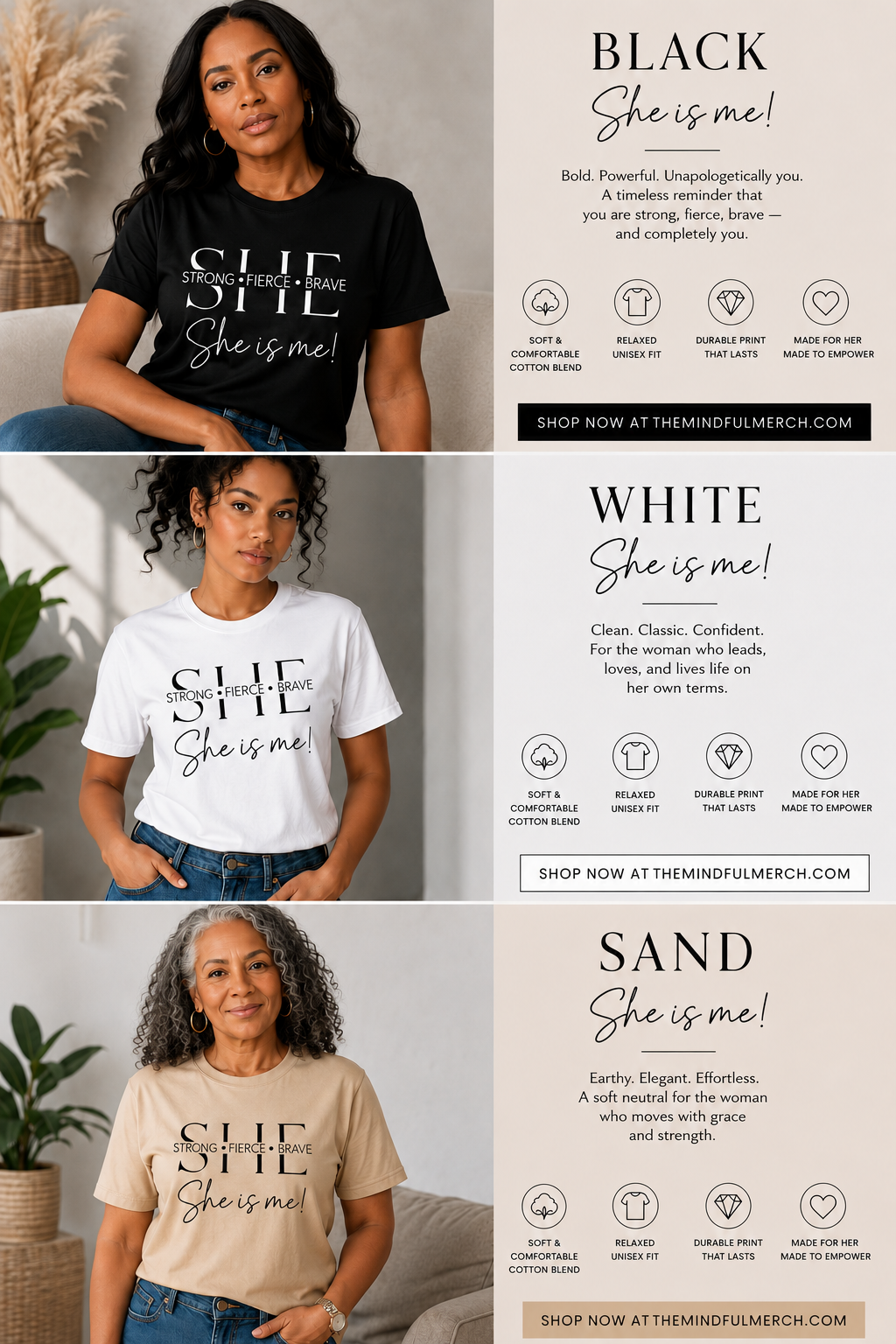 SHE: Strong • Fierce • Brave T-Shirt