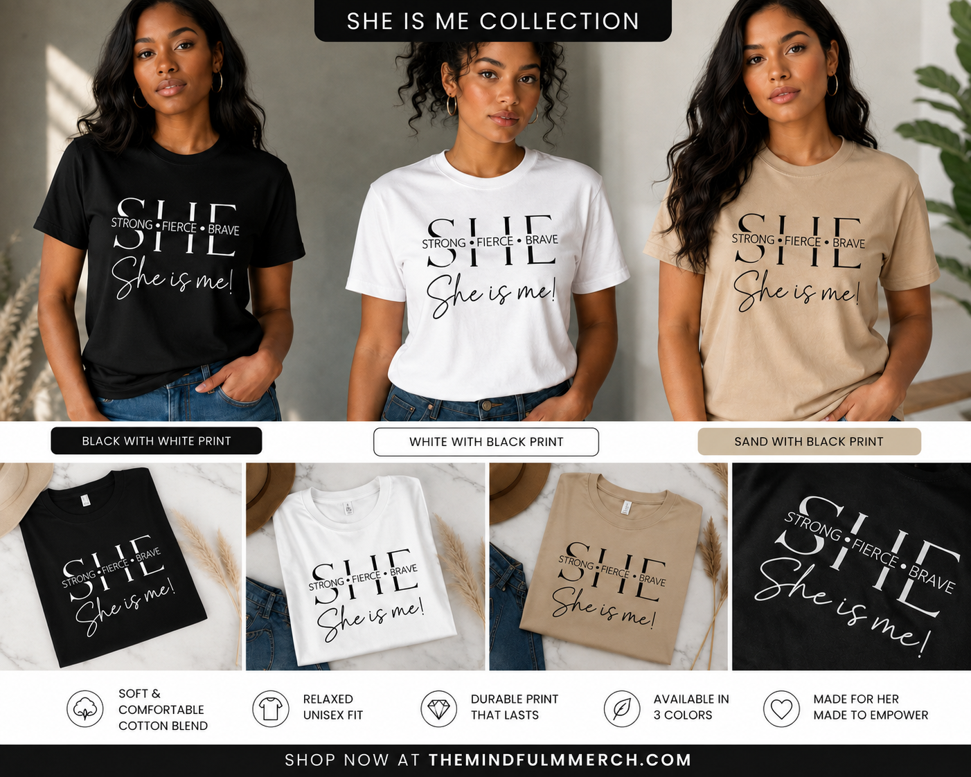 SHE: Strong • Fierce • Brave T-Shirt